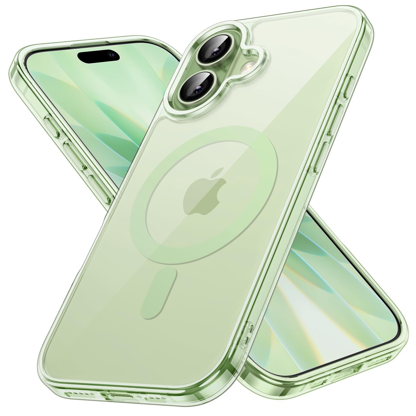 Apple iPhone 17 in Mint Green with MagSafe Clear Case